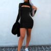 Women's Sexy Long Sleeve Cut Out Bodycon Dress