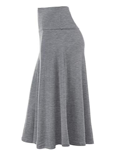 41PJpvep-nL Womens Lightweight Fold Over Flared Midi Skirt