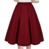 A-Line Pleated Vintage Skirts with Pockets for Women
