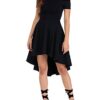 Dress Sarin Mathews Women Off The Shoulder Short Sleeve High Low Cocktail Skater Dress Black-2XL