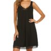 Gown Women Chemise V Neckline Lace-Trimmed Nightgown Scalloped