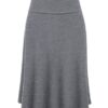 Womens Lightweight Fold Over Flared Midi Skirt