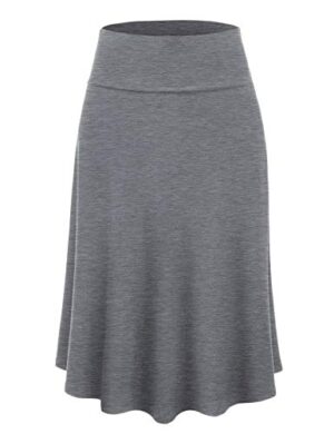Womens Lightweight Fold Over Flared Midi Skirt