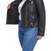 Women's Plus Size Faux Leather Asymmetrical Motorcycle Jacket