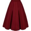 A-Line Pleated Vintage Skirts with Pockets for Women