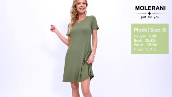 41WqUSt9yjL.SL1500 Women's Short Sleeve Shirt Casual Loose Swing Dress