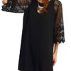 MakeMeChic Women's Casual Crewneck Half Sleeve Summer Chiffon Tunic Dress Black XL
