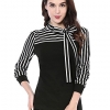Allegra K Women's Tie-Bow Neck Striped Shirt - Elevate Your Office Style