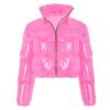 Women Winter Long Sleeve Zipper Puffer Jacket
