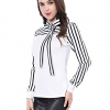 Charming Striped Tie-Bow Neck Shirt for Women – Perfect for Office, Casual or Everyday Wear  ✨