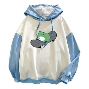 Cozy oversized hoodie featuring a fun skateboarding frog graphic, perfect for casual outings in fall and winter. 