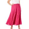London Women's Plus Size Flowing Crinkled Skirt Elastic Waist