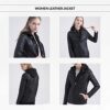 Faux Leather Jacket Women Motorcycle Coat for Biker