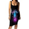 Teen Ladies Tight Costume - Printed Slim Fit Sleeveless Dress