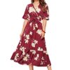 Floral Ruffle Hem Peplum Long Dresses with Bel