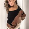 Sweaters Casual Long Sleeve Crewneck Color Block