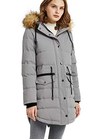 Lined Down Parka Hooded Winter Coat Drawstring Puffer Jacket