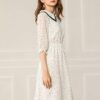 Allegra Ok Ladies' Peter Pan Collar Chiffon Shirt: Star Puff Sleeve Dress for Stylish Weekend Gatherings
