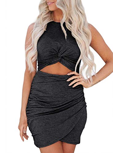 Black Dresses for Womens Sexy Hollow Out Twist Slim