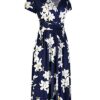 Women's Summer V-Neck Pattern Knee-Length Dress - Versatile Elegance for Any Occasion, Floral Beauty with Pockets Included