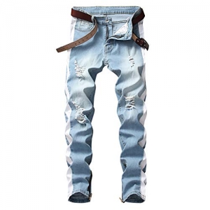 Men's Slim Fit Jeans Stretch Destroyed Ripped Skinny