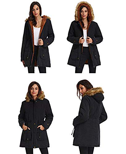 41nA-brh3aL.SL1500 Hooded Thicken Fleece Parkas Faux Fur Jackets