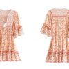 Summer Cotton Half Sleeve Ruffles V Neck Floral
