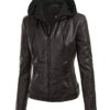 Lock and Love Quilted Faux Leather Biker Jacket with Hoodie - Your Style Essential