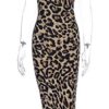 Spaghetti Strap Dress Deep V-Neck Sleeveless Bodycon Midi Club Dress