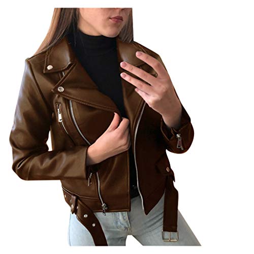Women Plus Size Jacket Coat Faux Leather Solid Color
