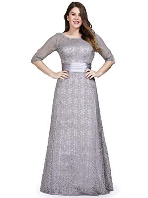 Ever-Pretty Women's Plus Size See-Through Half Sleeve Floral Lace Special