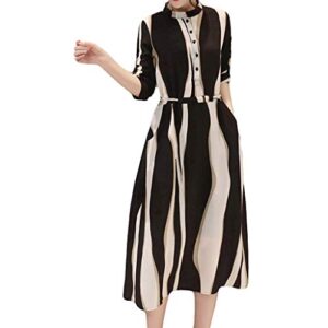 Women Half Sleeve Dresses Fashion Elegant Chiffon High Collar