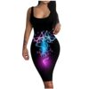 Teen Ladies Tight Costume - Printed Slim Fit Sleeveless Dress