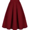 A-Line Pleated Vintage Skirts with Pockets for Women