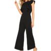 Sleeveless Ruffle Trim Wide Leg High Waist Long Jumpsuit