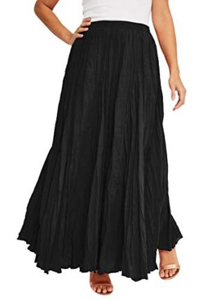 London Women's Plus Size Flowing Crinkled Skirt Elastic Waist