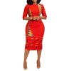 Split Half Sleeve Mid-Calf Print Round Neck Mid-Waist