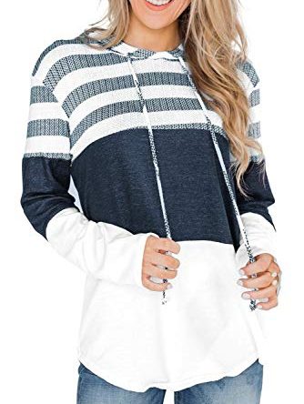 Fall Color Block Striped Tunic Hoodie Lightweight