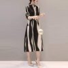 Women Half Sleeve Dresses Fashion Elegant Chiffon High Collar