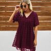 Summer Ready with the Swiss Dot V-Neck Mini Dress - Short Sleeves, Flowy Ruffle Hemline