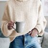 Women's Turtleneck Batwing Sleeve Loose Oversized Chunky
