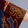 Women Vintage Loose Dress Contrast Color Print Half Sleeves