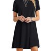 Women's Short Sleeve Shirt Casual Loose Swing Dress