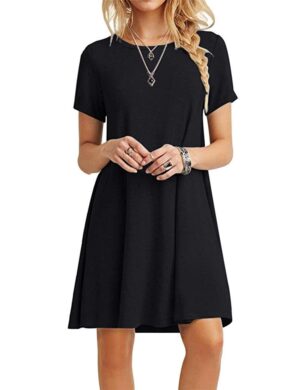 Women's Short Sleeve Shirt Casual Loose Swing Dress