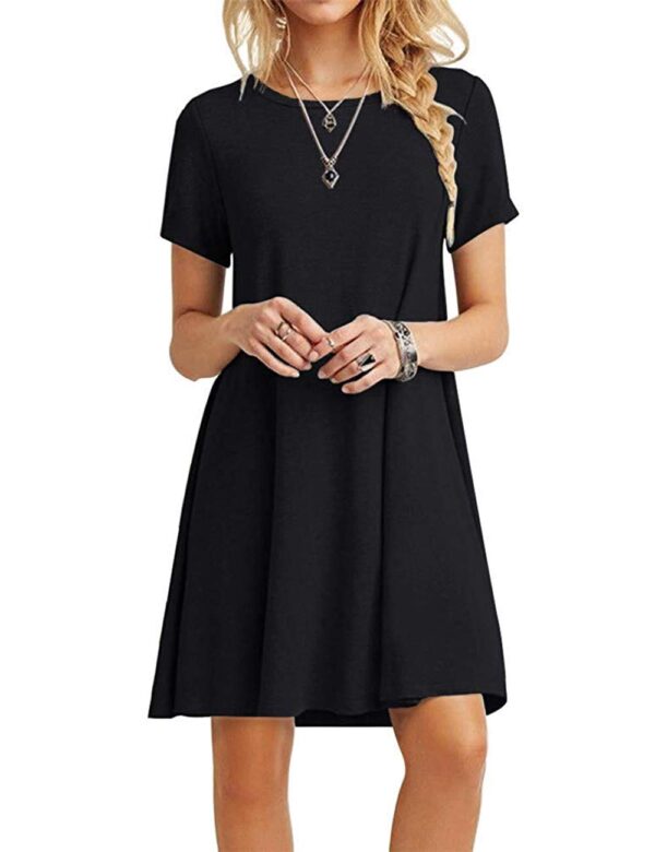 Women's Short Sleeve Shirt Casual Loose Swing Dress