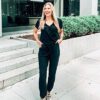 Summer Casual Deep V Neck Short Sleeve Wrap Drawstring