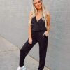 Spaghetti Strap Drawstring Waist Jumpsuit Romper with Pockets