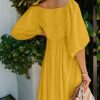Cute Summer Dress Casual Sexy Square Neck