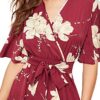 Floral Ruffle Hem Peplum Long Dresses with Bel