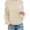 Women's Turtleneck Batwing Sleeve Loose Oversized Chunky